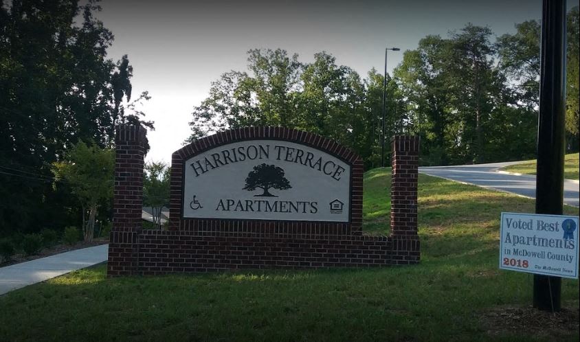 Property Sign at Harrison Terrace Apartments in Marion, NC 28752